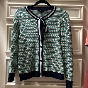 J Crew Navy Cardigan with Bow